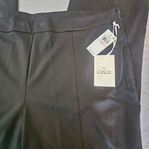 CeCe Olive You 22W Wide Leg Rich Black Side Zip Flat Front Dress Pants NWT L566
